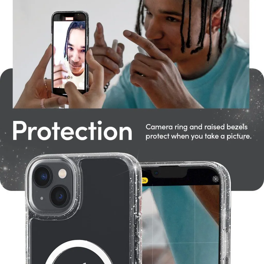 iPhone 14 Plus Spigen Cyrill Shine MagSafe-kompatibilis Glitter Clear tok és 2db üvegfólia (ACS04942) - 15