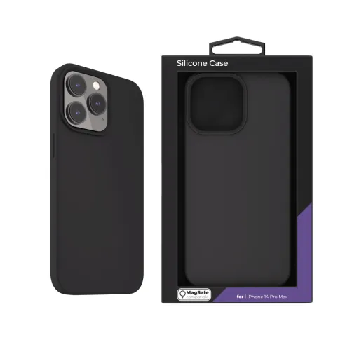 iPhone 14 Pro Max Next One MagSafe-kompatibilis szilikontok fekete (IPH-14PROMAX-MAGCASE-BLACK)