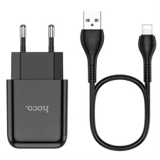 HOCO N2 Vigor hálózati töltő adapter + USB - Lightning kábel 2A fekete