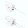 Choetech hálózati töltő adapter GaN USB Type C PD USB-A QC3.0 65W 3,25A fehér (PD8002) - 1. kép