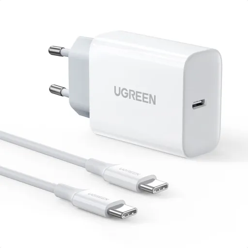 Ugreen hálózati töltő adapter USB Type C PD 30W USB Type C kábellel 2m fehér (CD127)