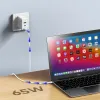 Duzzona 3 portos GaN hálózati töltő adapter 2 x USB Type C + USB 65W PD QC3.0 fehér - 1. kép