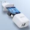 Duzzona hálózati töltő adapter 30W PD QC3.0 USB Type C / USB fehér - 4. kép