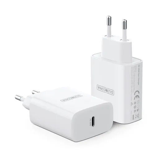 Duzzona hálózati töltő adapter 20W PD QC3.0 USB Type C fehér