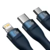 Baseus Flash Series II 3 az 1-ben kábel Type C - Type C, Lightning, microUSB 100W 1.5 m sötétkék - 2. kép