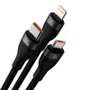 Baseus Flash Series II 3 az 1-ben kábel USB, Type C - Type C, Lightning, microUSB 100W 1.2 m fekete - 0. kép