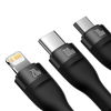 Baseus Flash Series II 3 az 1-ben kábel USB, Type C - Type C, Lightning, microUSB 100W 1.2 m fekete - 1. kép