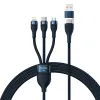 Baseus Flash Series II 3 az 1-ben kábel USB, Type C - Type C, Lightning, microUSB 100W 1.2 m sötétkék - 0. kép