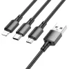 Borofone BX72 3 az 1-ben USB - Type C, micro USB, Lightning töltőkábel 2A 1 m fekete - 0. kép