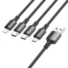 Borofone BX72 4 az 1-ben USB - 2xType C, micro USB, Lightning kábel 2A 1 m fekete - 3. kép