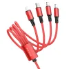 Borofone BX72 4 v 1 USB - Type C, micro USB, 2xLightning kábel 2A 1 m červený - 0. kép