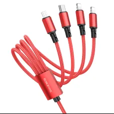 Borofone BX72 4 az 1-ben USB - Type C, micro USB, 2xLightning kábel 2A 1 m piros