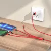Borofone BX72 4 v 1 USB - Type C, micro USB, 2xLightning kábel 2A 1 m červený - 2. kép