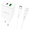 Borofone BN7 hálózati töltő adapter USB+Type C QC 3.0 PD 20W + Type C - Lightning kábel fehér - 0. kép