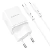 Borofone BN7 hálózati töltő adapter USB+Type C QC 3.0 PD 20W + Type C - Lightning kábel fehér - 2. kép