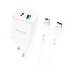 Borofone BN7 hálózati töltő adapter USB+Type C QC 3.0 PD 20W + Type C - Type C kábel fehér - 0. kép