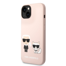 iPhone 14 Plus Karl Lagerfeld Liquid Silicone Karl és Choupette MagSafe kompatibilis tok rózsaszín (KLHMP14MSSKCI)