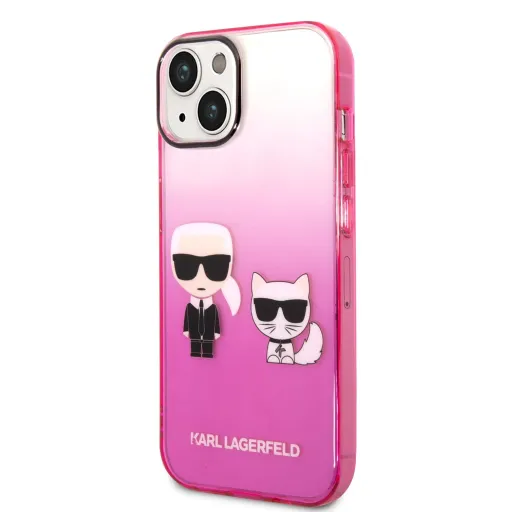 iPhone 14 Plus Karl Lagerfeld Gradient Karl és Choupette tok rózsaszín (KLHCP14MTGKCP)