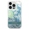 iPhone 14 Pro Guess Liquid Glitter Flower csillámos tok zöld (GUHCP14LLFLSN) - 1. kép