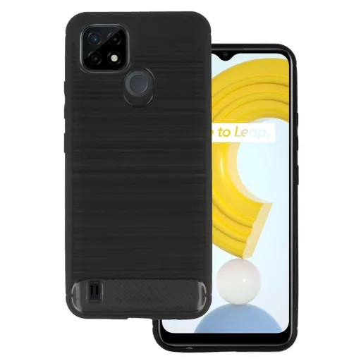 Realme C21 Carbon szénszál mintájú TPU tok fekete