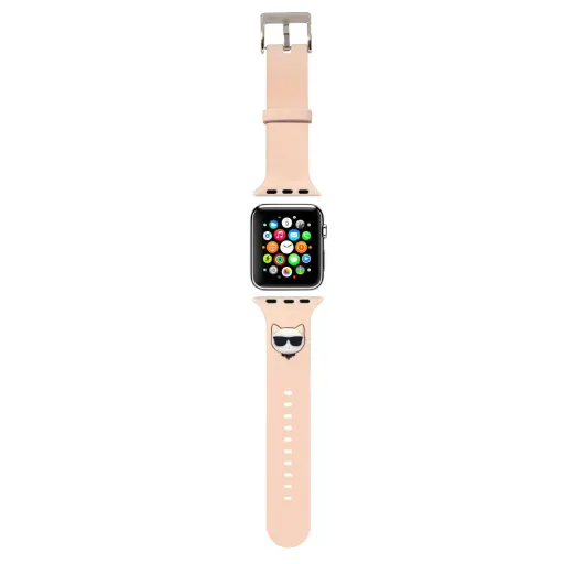 Apple Watch 4/5/6/7/8/SE/Ultra (42/44/45/49mm) Karl Lagerfeld Choupette Head óraszíj rózsaszín (KLAWLSLCP)