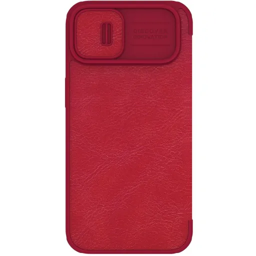 iPhone 14 Nillkin Qin Pro bőr fliptok piros kameralencse védővel iPhone 14 Nillkin Qin Pro bőr fliptok piros kameralencse védővel