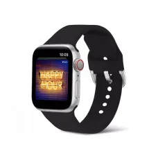 Apple Watch 4/5/6/7/8/SE (38/40/41mm) szilikon csatos óraszíj fekete Alphajack