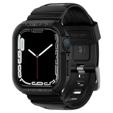 Apple Watch 4 / 5 / 6 / 7 / 8 / SE (40 / 41 mm) Spigen Rugged Armor Pro szíj és tok fekete