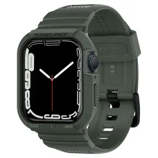 Apple Watch 4/5/6/7/8/SE (42/44/45mm) Spigen Rugged Armor Pro szíj és tok Military Green