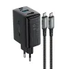 Acefast 2 az 1-ben hálózati töltő adapter GaN 65W USB Type C / USB, HDMI adapter 4K@60Hz + USB Type C kábel 1.8m, fekete (A17) - 0. kép