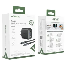 Acefast 2 az 1-ben hálózati töltő adapter GaN 65W USB Type C / USB, HDMI adapter 4K@60Hz + USB Type C kábel 1.8m, fekete (A17)