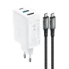Acefast 2 az 1-ben hálózati töltő adapter GaN 65W USB Type C / USB, HDMI adapter 4K@60Hz + USB Type C kábel 1.8m, fehér (A17) - 0. kép