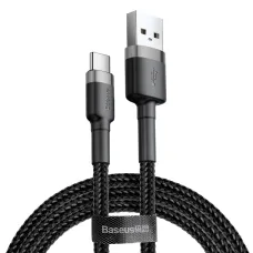 Baseus Cafule Nylon harisnyázott USB/USB-C kábel QC3.0 3A 0,5 m fekete-szürke)