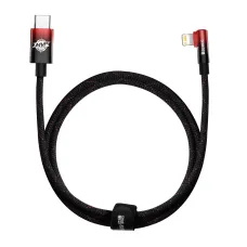 Baseus MVP 2 90 fokban döntött gyorstöltős adatkábel USB Type C/ Lightning 20W 1m fekete/piros (CAVP000220)