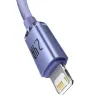 Baseus Crystal Shine gyors töltős adatkábel USB - Lightning 2.4A 1.2m lila (CAJY000005) - 0. kép