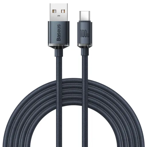 Baseus Crystal Shine gyors töltős adat kábel USB Type A - USB Type C 100W 2m fekete (CAJY000501)