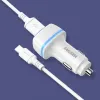Kaku Shengyu autós szivargyújtós telefontöltő 2xUSB 2.8A + USB-Type C kábel fehér - 2. kép