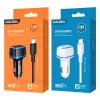 Kaku Shengyu autós szivargyújtós telefontöltő 2xUSB 2.8A + USB-Type C kábel fehér - 3. kép