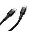 Baseus Cafule Nylon harisnyázott USB-Type C PD/ Lightning kábel 18W QC3.0 1m fekete/szürke(CATLKLF-G1) - 1. kép