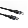 Baseus Cafule Nylon harisnyázott USB-Type C PD/ Lightning kábel 18W QC3.0 1m fekete/szürke(CATLKLF-G1) - 2. kép