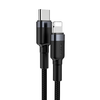 Baseus Cafule Nylon harisnyázott USB-Type C PD/ Lightning kábel 18W QC3.0 1m fekete/szürke(CATLKLF-G1) - 3. kép