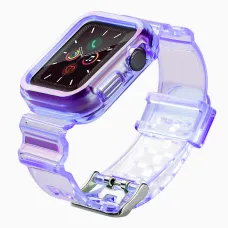 Apple Watch 4/5/6/SE 42mm Strap Light óraszíj és tok lila