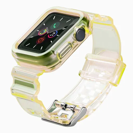 Apple Watch 4/5/6/SE 42mm Strap Light óraszíj és tok sárga