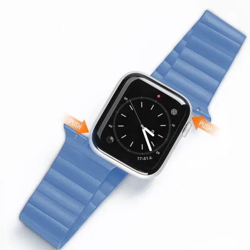 Apple Watch 4/5/6/7/8/SE (38/40/41mm) Dux Ducis mágneses óraszíj kék