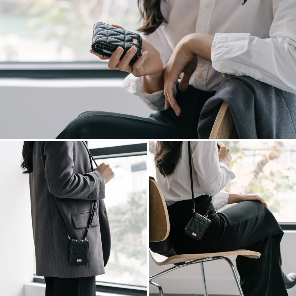 Samsung Galaxy Z Flip 3 Ringke Folio Signature valódi bőr tok vállpánttal fekete (FS116R55) telefontok - 12