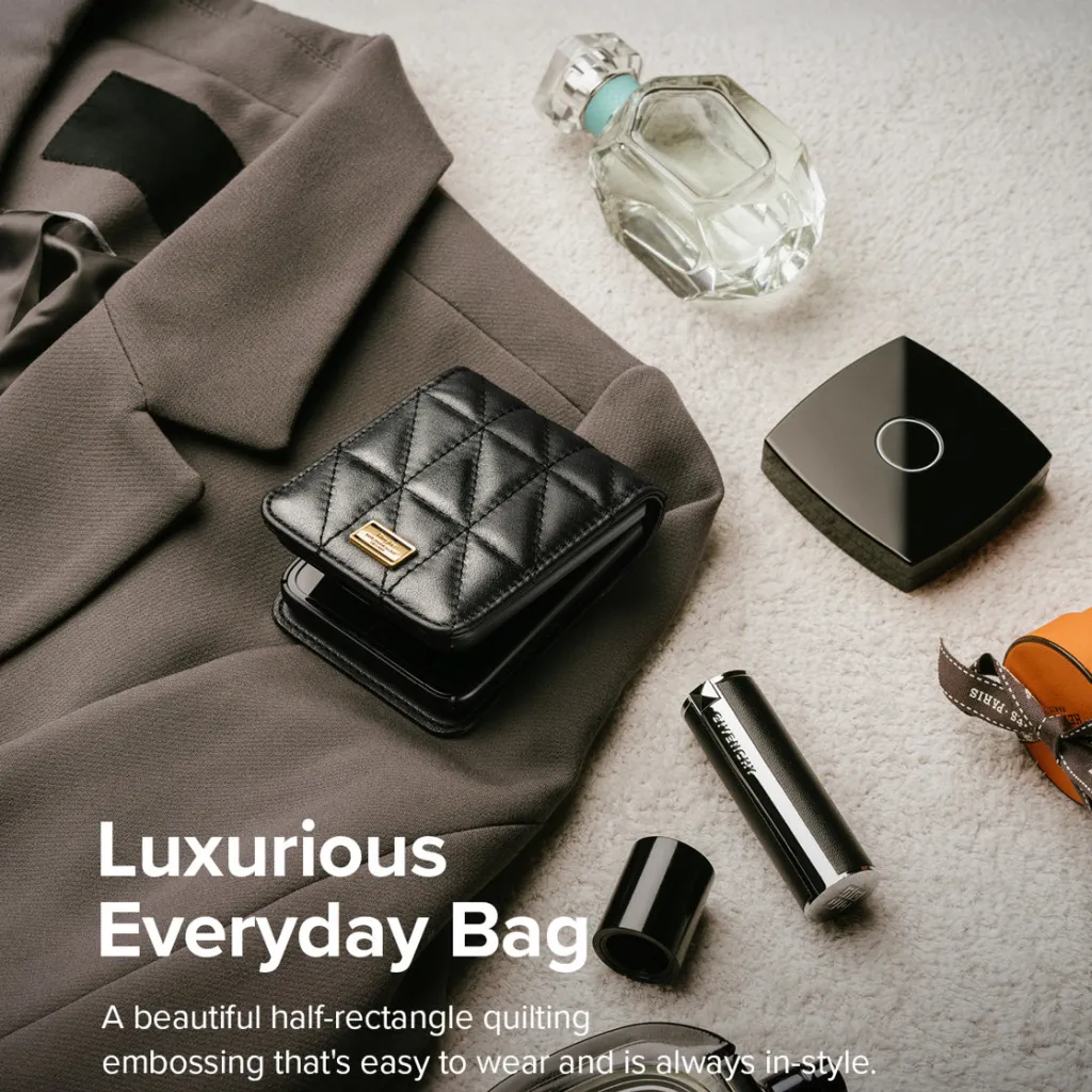 Samsung Galaxy Z Flip 3 Ringke Folio Signature valódi bőr tok vállpánttal fekete (FS116R55) telefontok - 9