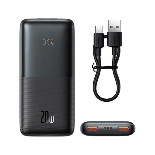 Baseus Pro powerbank 10000mAh 20W + USB - Type C 3A 0.3m kábel fekete (PPBD040201)