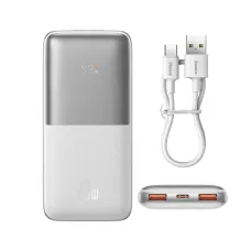 Baseus Pro powerbank 10000mAh 20W + USB - Type C 3A 0.3m kábel fehér (PPBD040202)