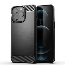 iPhone 14 Plus Carbon szénszál mintájú TPU tok fekete