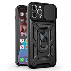 iPhone 14 Pro Max Armor tok csúsztatható kamera lencse védővel fekete